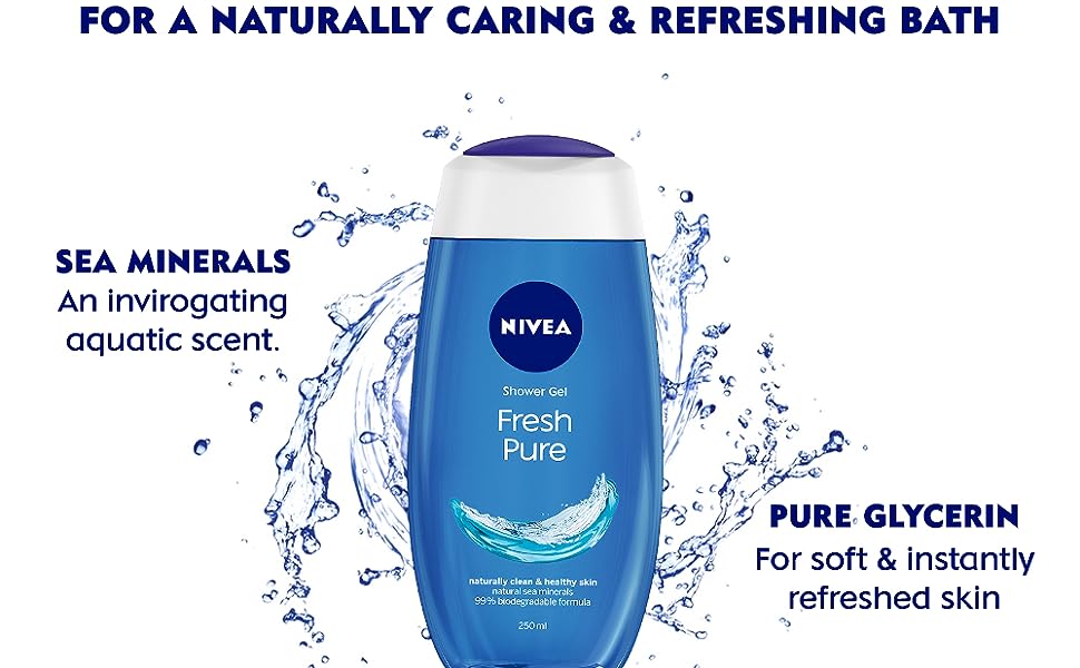 NIVEA Body Wash, Fresh Pure Shower Gel, Refreshing Aquatic Scent 1