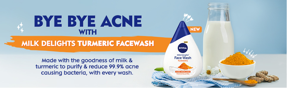 Nivea Women Face Wash for Acne Prone Skin Milk Delights Turmeric (100ml)