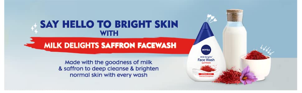 Nivea Women Face Wash for Normal Skin Milk Delights Saffron (100ml)