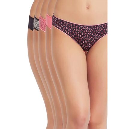 Juliet Cotton Lycra Bikini Panties Assorted Pack of 5, bikini panty for women/girl, buy online panty,