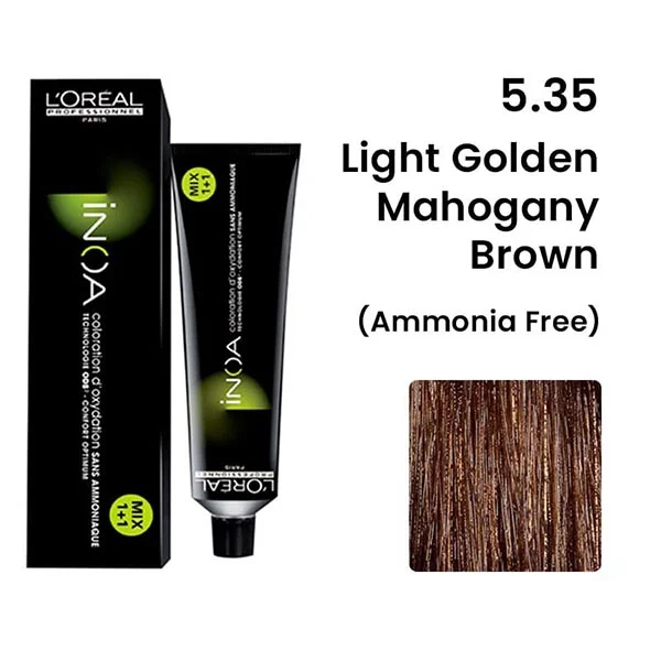 Loreal Inoa Ammonia Free Hair Color 60g 5.35 Light Golden Mahogany Brown